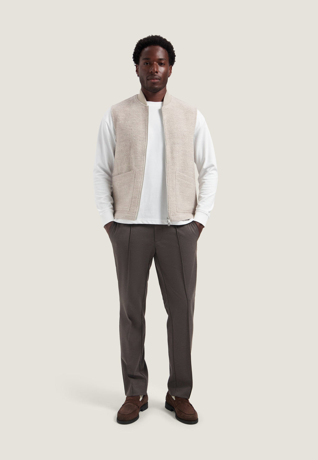 Dstrezzed Nils Teddy Vest Sand voorkant