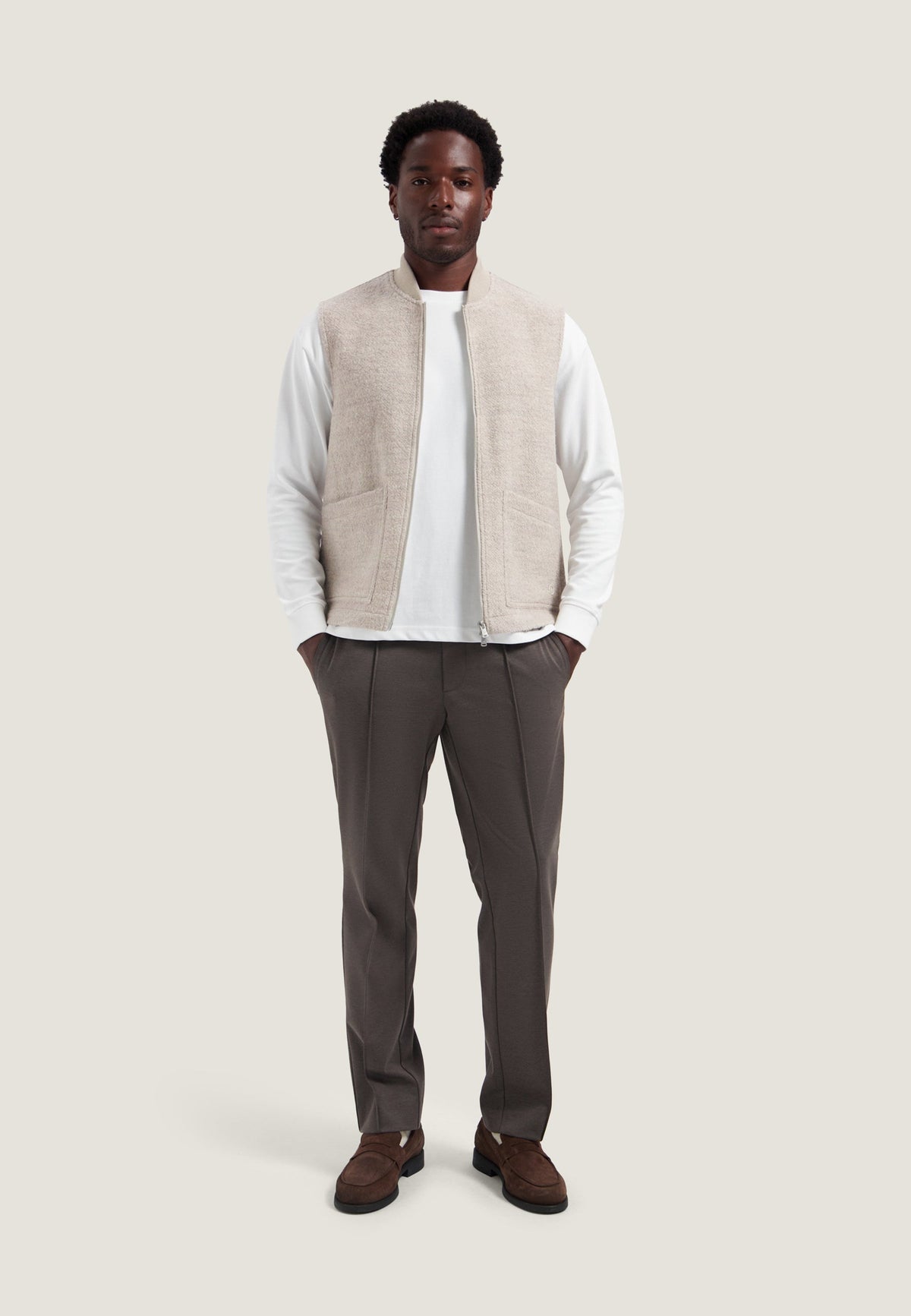 Dstrezzed Nils Teddy Vest Sand voorkant